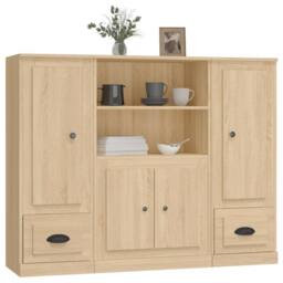 Berkfield Home Highboards 3 pcs Sonoma Oak Engineered Wood in Light Tan - thumbnail 4