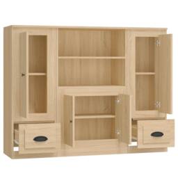Berkfield Home Highboards 3 pcs Sonoma Oak Engineered Wood in Light Tan - thumbnail 6