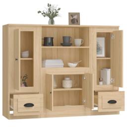 Berkfield Home Highboards 3 pcs Sonoma Oak Engineered Wood in Light Tan - thumbnail 5