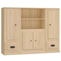 Berkfield Home Highboards 3 pcs Sonoma Oak Engineered Wood in Light Tan - thumbnail 3