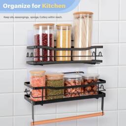 NESTLUNE 2 PCS Set Self Adhesive Bathroom Shower Shelf in Black - thumbnail 4