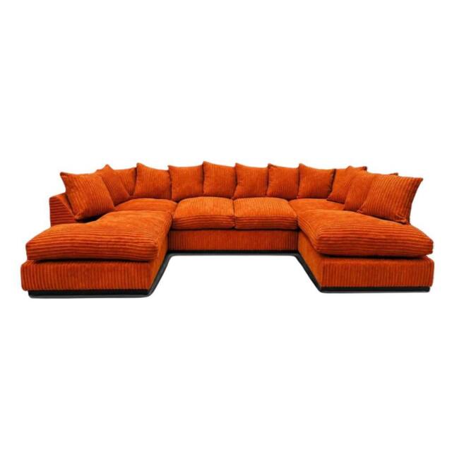 SOFASELECTION UK Jumbo Cord U Shaped Scatter Back Sofa in Orange - Size: 6 Person - image 1