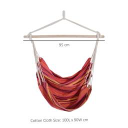 Kelvenix Hanging Swing Chair Seat Porch Hammock w/ Wood Stretcher Red Stripes - Size: 100 cm - thumbnail 2