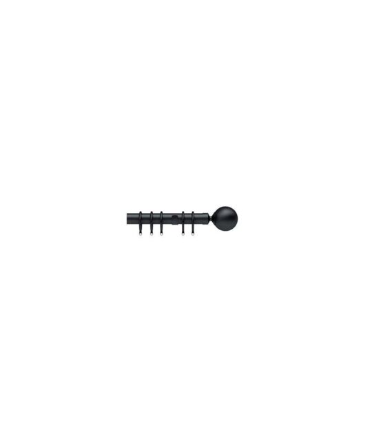 New Edge Blinds 28mm Nikola Ball End Metal Curtain Pole Set - Black - Size: 200 cm - image 1
