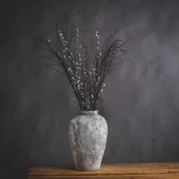 Lemon Pavilion Furniture and Decor Aged Tall Vase - Ceramic - L28 x W28 x H45 cm - Stone in Grey - thumbnail 5