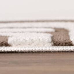 THE RUGS Loft Curved Line Living Room Area Rug & Runners Soft Pile in Taupe - Size: 80 cm x 150 cm - thumbnail 7