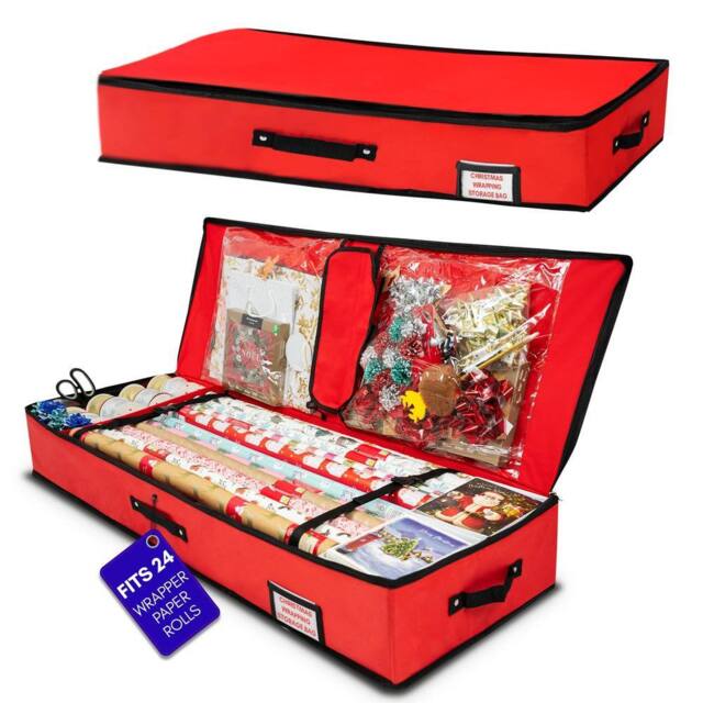 Pelle & Sol Christmas Wrapping Paper Storage Bag Fits 24 Rolls 600D Tear-Proof in Red - image 1
