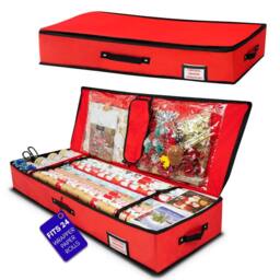 Pelle & Sol Christmas Wrapping Paper Storage Bag Fits 24 Rolls 600D Tear-Proof in Red - thumbnail 1