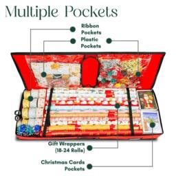 Pelle & Sol Christmas Wrapping Paper Storage Bag Fits 24 Rolls 600D Tear-Proof in Red - thumbnail 6
