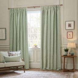 Sanderson Hutton Jacquard Room Darkening Pencil Pleat Curtains in Light Green - Size: 168 cm width x 183 cm drop - thumbnail 2