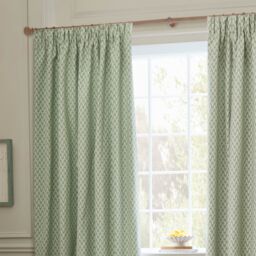 Sanderson Hutton Jacquard Room Darkening Pencil Pleat Curtains in Light Green - Size: 168 cm width x 183 cm drop - thumbnail 3