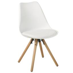 Wyld and Coco Set of 2 White Faux Leather Dining Chairs with Beechwood Legs - thumbnail 3