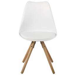 Wyld and Coco Set of 2 White Faux Leather Dining Chairs with Beechwood Legs - thumbnail 5