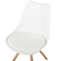 Wyld and Coco Set of 2 White Faux Leather Dining Chairs with Beechwood Legs - thumbnail 7