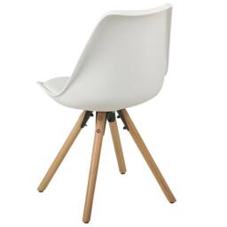 Wyld and Coco Set of 2 White Faux Leather Dining Chairs with Beechwood Legs - thumbnail 6