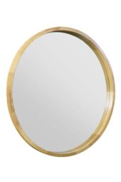 "MirrorOutlet Solid Oak Round Deep Dish Framed Mirror 39"" X 39"" (100CM X 100CM) in Beige - Size: 1 Pack" - thumbnail 3