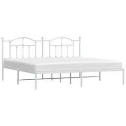 Berkfield Home Metal Bed Frame with Headboard White 200x200 cm - thumbnail 3