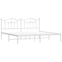 Berkfield Home Metal Bed Frame with Headboard White 200x200 cm - thumbnail 4
