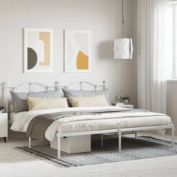 Berkfield Home Metal Bed Frame with Headboard White 200x200 cm - thumbnail 1