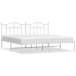 Berkfield Home Metal Bed Frame with Headboard White 200x200 cm - thumbnail 2