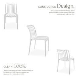tectake Garden chairs Alcudia - durable, stackable & weather-resistant in Cream - Size: 6 Person - thumbnail 3