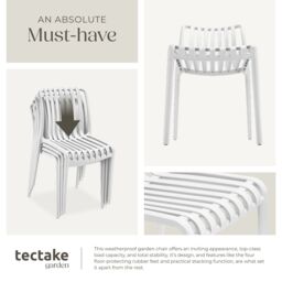 tectake Garden chairs Alcudia - durable, stackable & weather-resistant in Cream - Size: 6 Person - thumbnail 5
