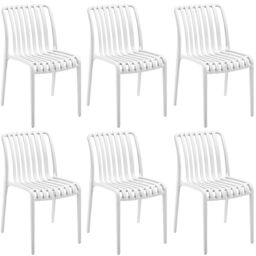 tectake Garden chairs Alcudia - durable, stackable & weather-resistant in Cream - Size: 6 Person - thumbnail 1