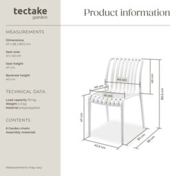 tectake Garden chairs Alcudia - durable, stackable & weather-resistant in Cream - Size: 6 Person - thumbnail 6