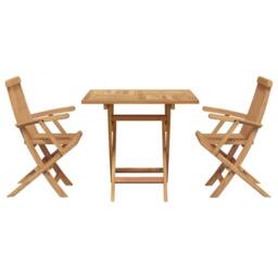 Berkfield Home 3 Piece Folding Garden Bistro Set Solid Wood Acacia in Beige - thumbnail 7