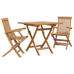 Berkfield Home 3 Piece Folding Garden Bistro Set Solid Wood Acacia in Beige - thumbnail 1