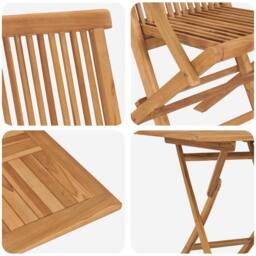 Berkfield Home 3 Piece Folding Garden Bistro Set Solid Wood Acacia in Beige - thumbnail 9