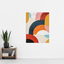 "Artery8 Mid Century Modern Retro Rainbow Oil Painting Wall Art Print - Size: W12"" x H16""" - thumbnail 4