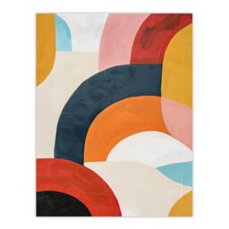"Artery8 Mid Century Modern Retro Rainbow Oil Painting Wall Art Print - Size: W12"" x H16""" - thumbnail 1