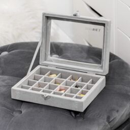 Gr8 Home Jewellery Box Case Organiser 24 Slot Earrings Rings Storage Display in Grey - thumbnail 6