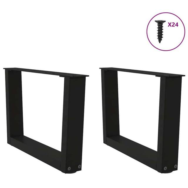 Berkfield Home Modern Dining Table Legs V-Shape 2 pcs Black 60x(30-31.3) cm Steel - image 1
