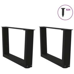 Berkfield Home Modern Dining Table Legs V-Shape 2 pcs Black 60x(30-31.3) cm Steel - thumbnail 1