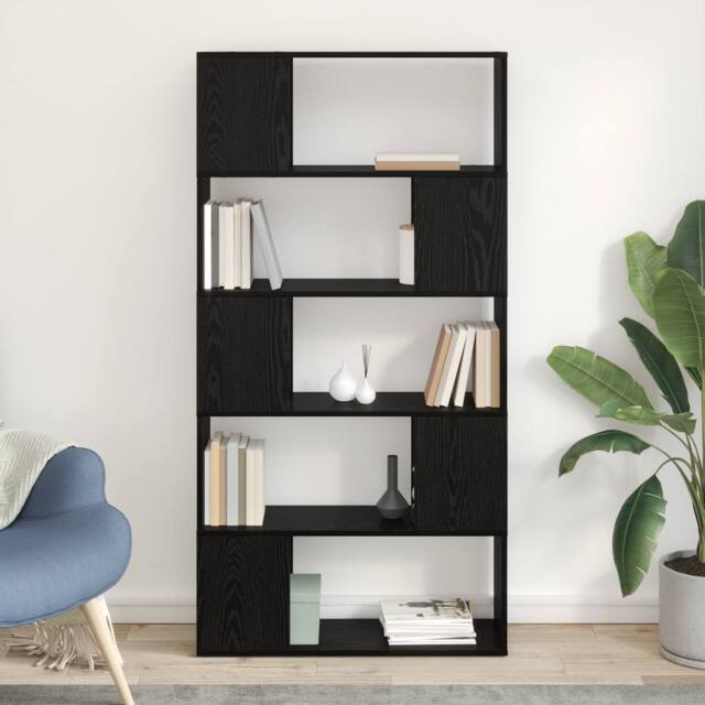Berkfield Home Shelf Unit Black Oak Engineered Wood Medium Shelf Unit - image 1
