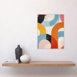 "Artery8 Abstract Rainbow Mid Century Modern Oil Painting Wall Art Print - Size: W24"" x H32""" - thumbnail 4