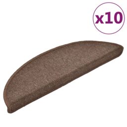 Berkfield Home Stair Mats 10 pcs 56x17x3 cm Coffee Brown - Size: Medium - thumbnail 2