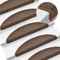 Berkfield Home Stair Mats 10 pcs 56x17x3 cm Coffee Brown - Size: Medium - thumbnail 1