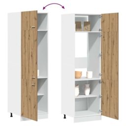 Berkfield Home Refrigerator Cabinet Lyon Artisan Oak 60x57x207 cm Engineered Wood in Brown - Size: 60 x 57 x 207 cm - thumbnail 9