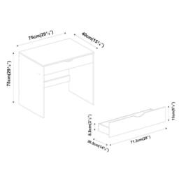 Havendro White & Grey 1 Drawer Dressing Table Wooden Computer Desk NEW - thumbnail 2