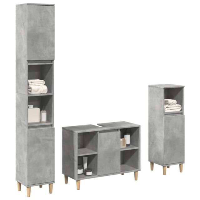 Berkfield Home 3 Piece Bathroom Furniture Set Concrete Grey Engineered Wood - image 1