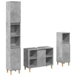 Berkfield Home 3 Piece Bathroom Furniture Set Concrete Grey Engineered Wood - thumbnail 2