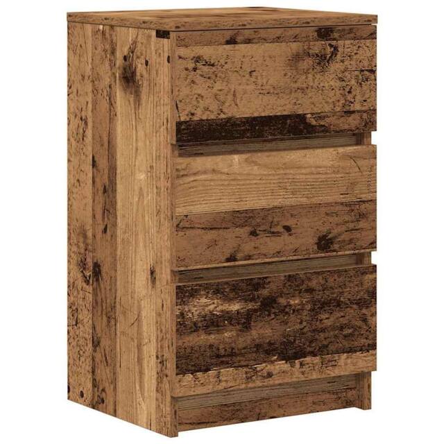 Berkfield Home Bedside Cabinet with 3 Drawers Old Wood 39x35x65 cm in Brown - Size: 39 x 35 x 65 cm - image 1