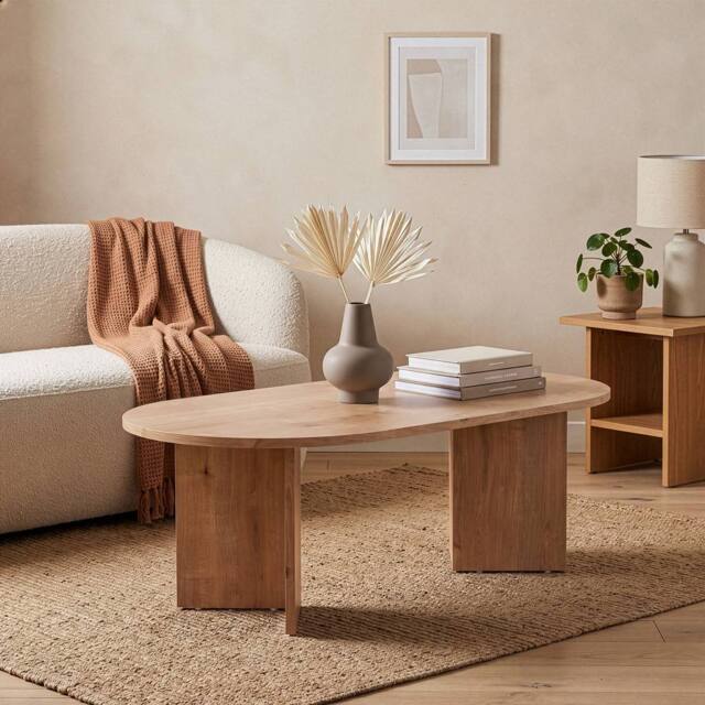 CALICOSY Oval Coffee Table L119 Cm - IRIS in Light Oak - image 1