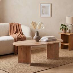 CALICOSY Oval Coffee Table L119 Cm - IRIS in Light Oak - thumbnail 1