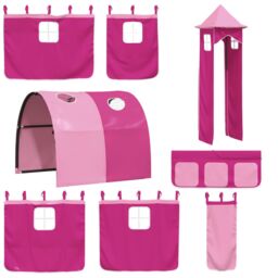 Berkfield Home Bunk Bed without Mattress with Slide & Curtains Pink 80x200 cm - thumbnail 6