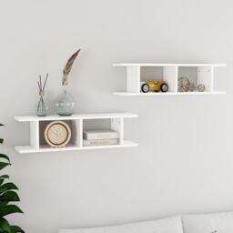 Berkfield Home Wall Shelves 2 pcs White 75x18x20 cm Engineered Wood - Size: 75 x 18 x 20 cm - thumbnail 1