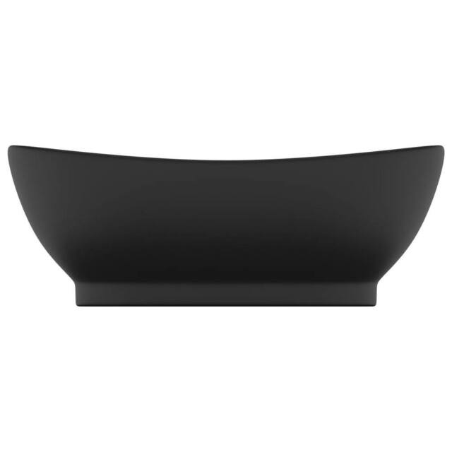 Berkfield Home Luxury Basin Overflow Oval Matt Black 58.5x39 cm Ceramic - image 1